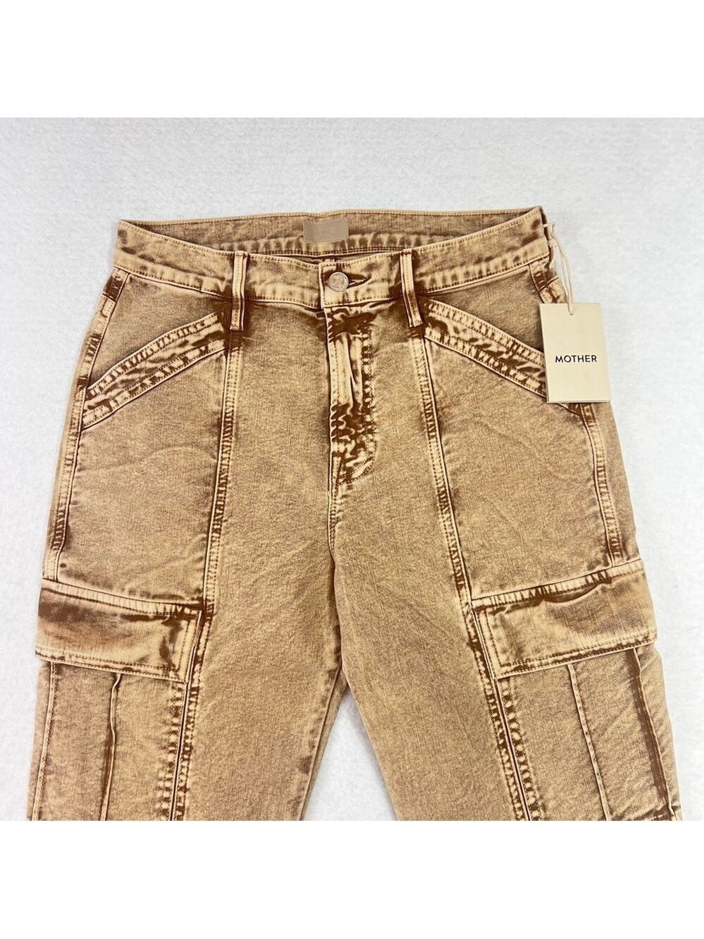 MOTHER Wide Leg Jeans The Swiss Army Desperado Heel Jeans in Tan Sz 28 NWT - Picture 7 of 16